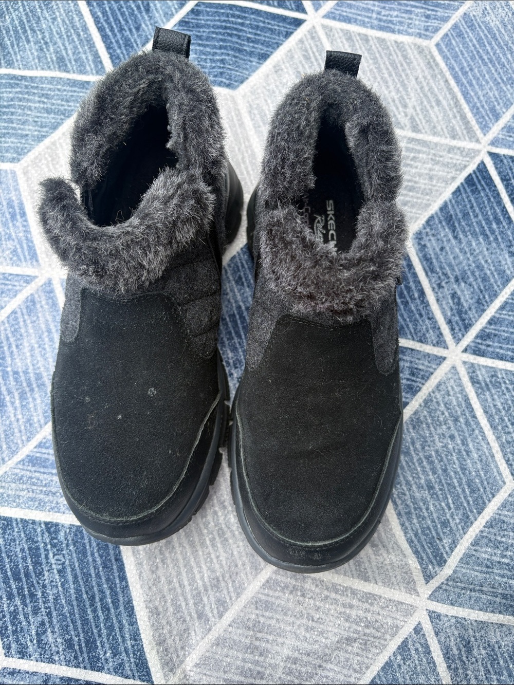 Skechers Black Faux Fur Slip-On Winter Shoes